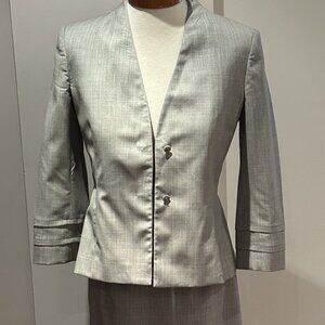 Marlowe Italy Wool Skirt Suit with Peplum Details Pearl Grey EU 38 (EUC)